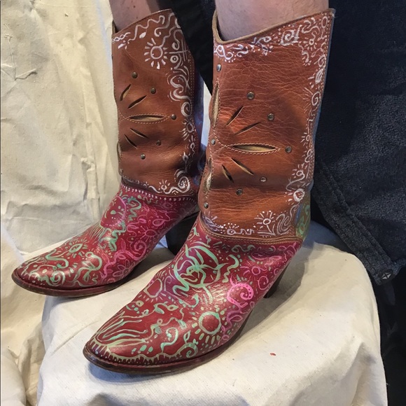 HAND PAINTED COWBOY BOOTS for people - Picture 4 of 4